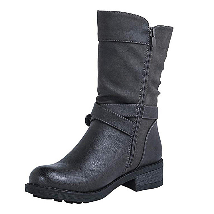 Funki Findz | Boots | Women's Biker Boot | Zipper Buckle Boots