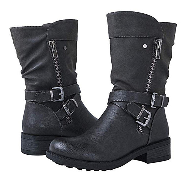 Funki Findz | Boots | Women's Biker Boot | Zipper Buckle Boots