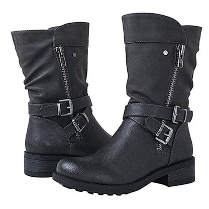 Funki Findz | Boots | Women's Biker Boot | Zipper Buckle Boots