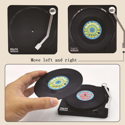 Funki Findz | Coasters | Vinyl Record Coasters and Holder 6 Pcs