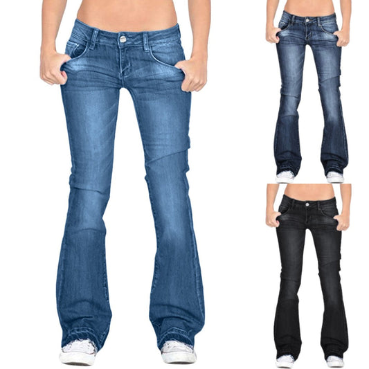Funki Findz | Pants | Women's Flare Jeans | Mid Waist Bell Jeans