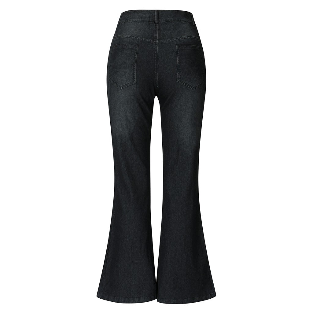 Funki Findz | Pants | Women's Flare Jeans | Mid Waist Bell Jeans