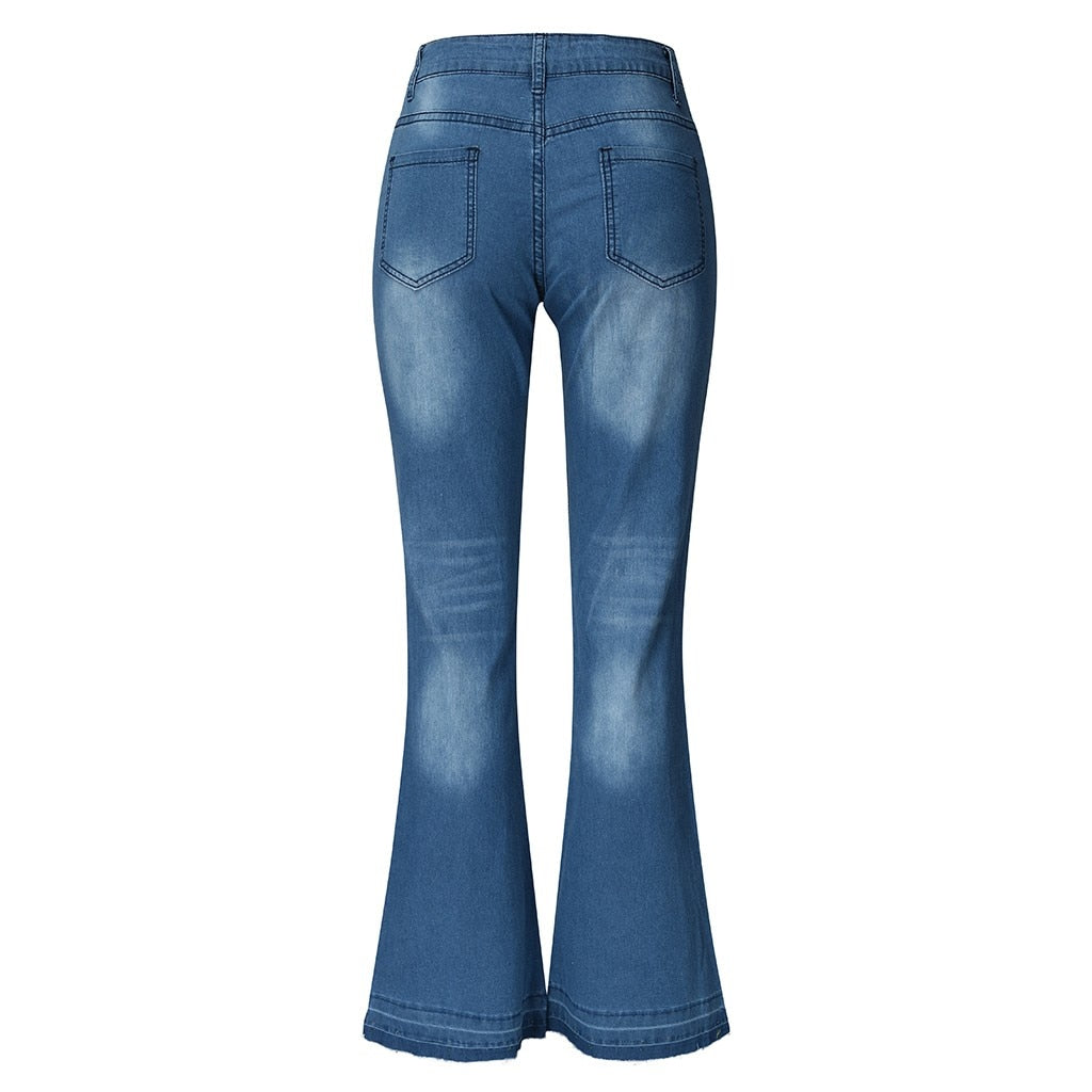 Funki Findz | Pants | Women's Flare Jeans | Mid Waist Bell Jeans