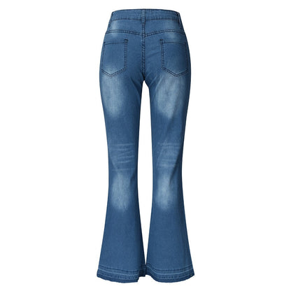 Funki Findz | Pants | Women's Flare Jeans | Mid Waist Bell Jeans