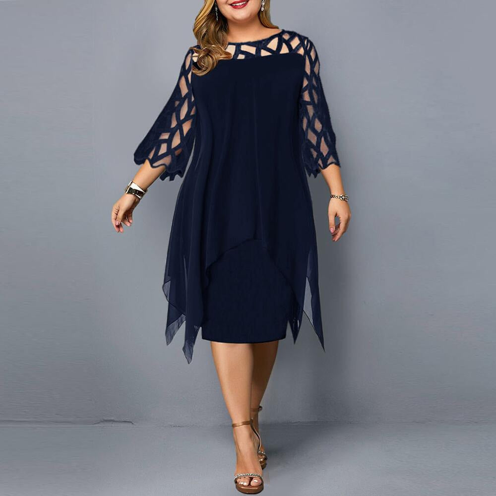 Funki Findz | Dresses | Women's Plus Size Lace Mesh Midi Dress