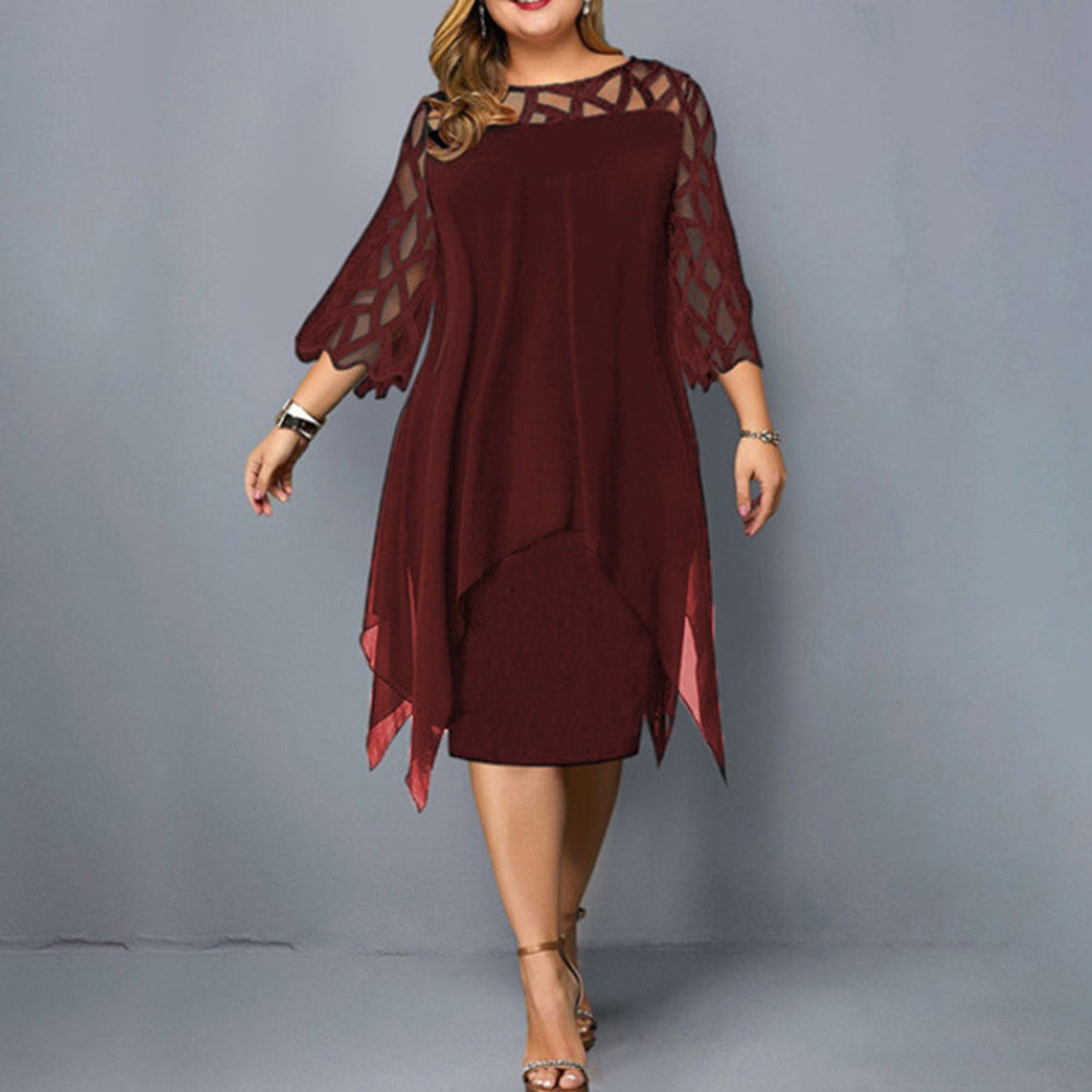Funki Findz | Dresses | Women's Plus Size Lace Mesh Midi Dress