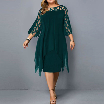 Funki Findz | Dresses | Women's Plus Size Lace Mesh Midi Dress