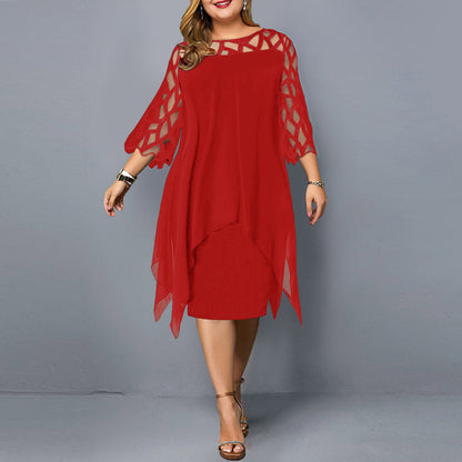 Funki Findz | Dresses | Women's Plus Size Lace Mesh Midi Dress