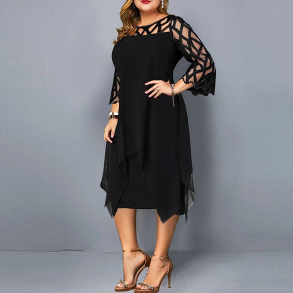 Funki Findz | Dresses | Women's Plus Size Lace Mesh Midi Dress