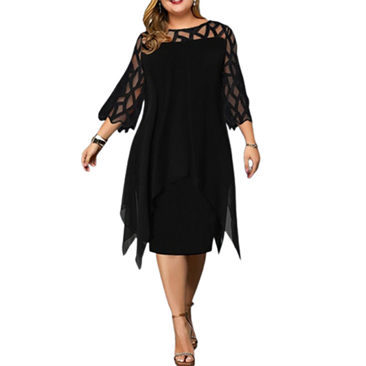 Funki Findz | Dresses | Women's Plus Size Lace Mesh Midi Dress