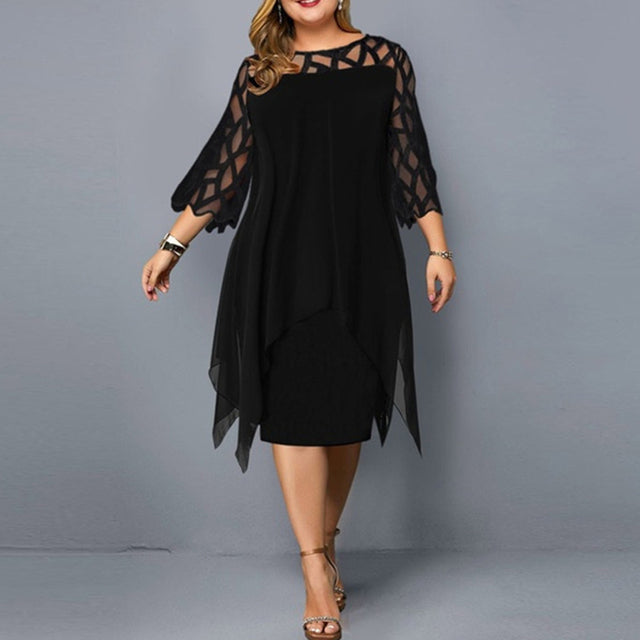 Funki Findz | Dresses | Women's Plus Size Lace Mesh Midi Dress