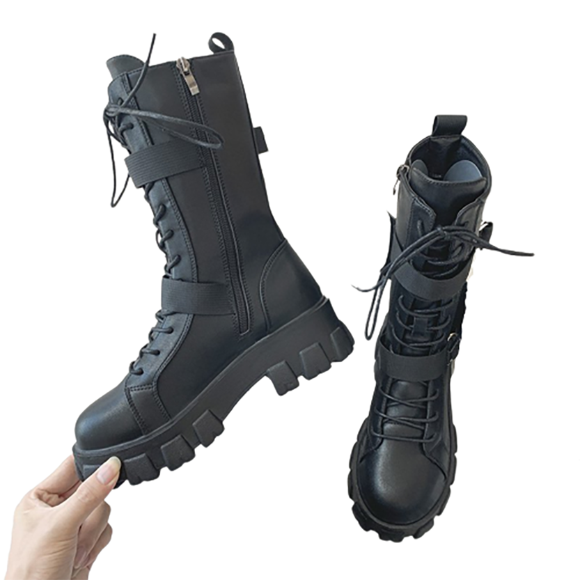Funki Findz | Boots | Women's Lace-Up Combat Boots Biker Boot