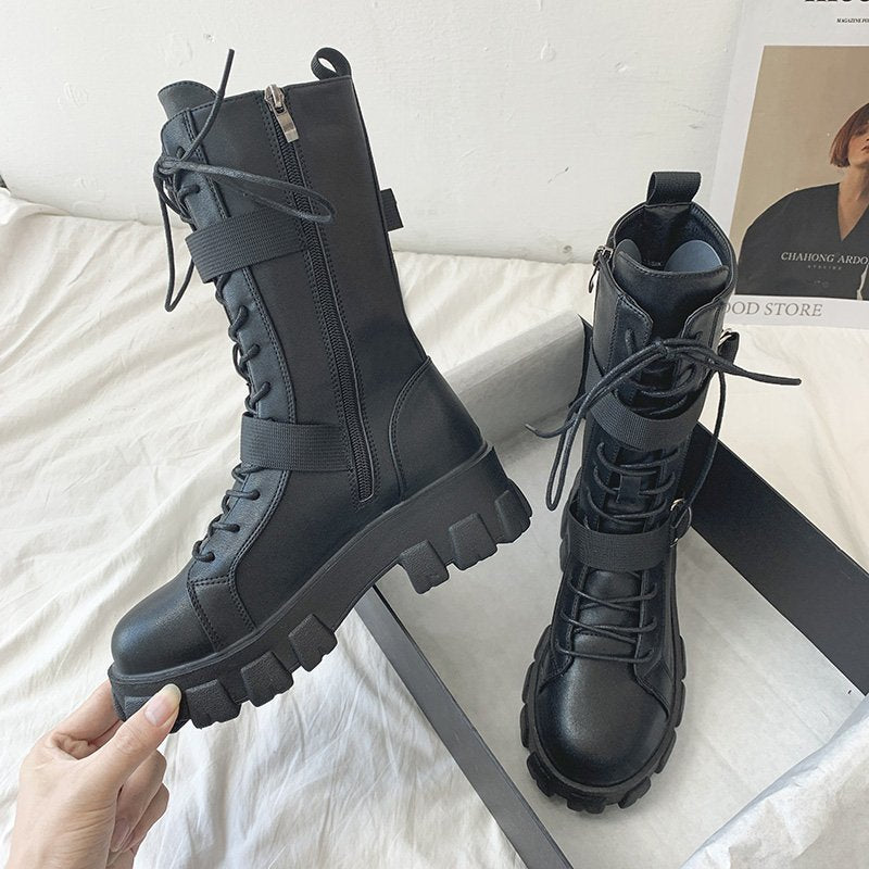Funki Findz | Boots | Women's Lace-Up Combat Boots Biker Boot