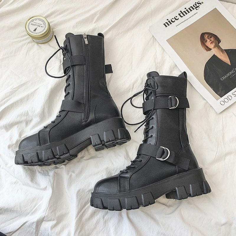 Funki Findz | Boots | Women's Lace-Up Combat Boots Biker Boot