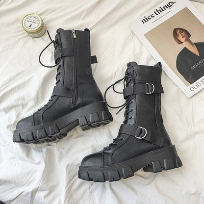Funki Findz | Boots | Women's Lace-Up Combat Boots Biker Boot