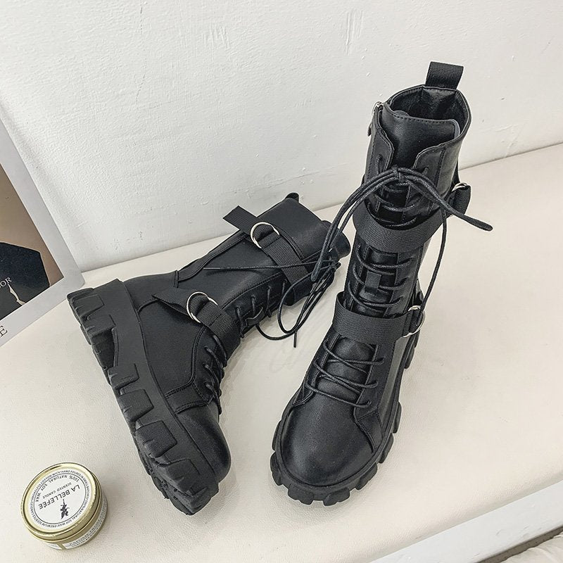 Funki Findz | Boots | Women's Lace-Up Combat Boots Biker Boot