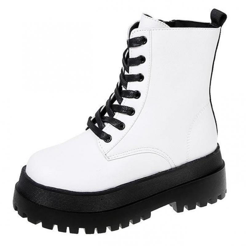 Funki Findz | Boots | Women's White Platform Ankle Boots