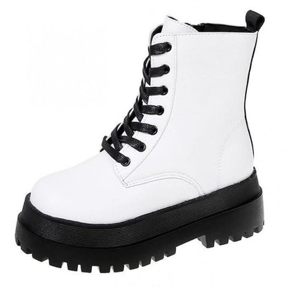 Funki Findz | Boots | Women's White Platform Ankle Boots