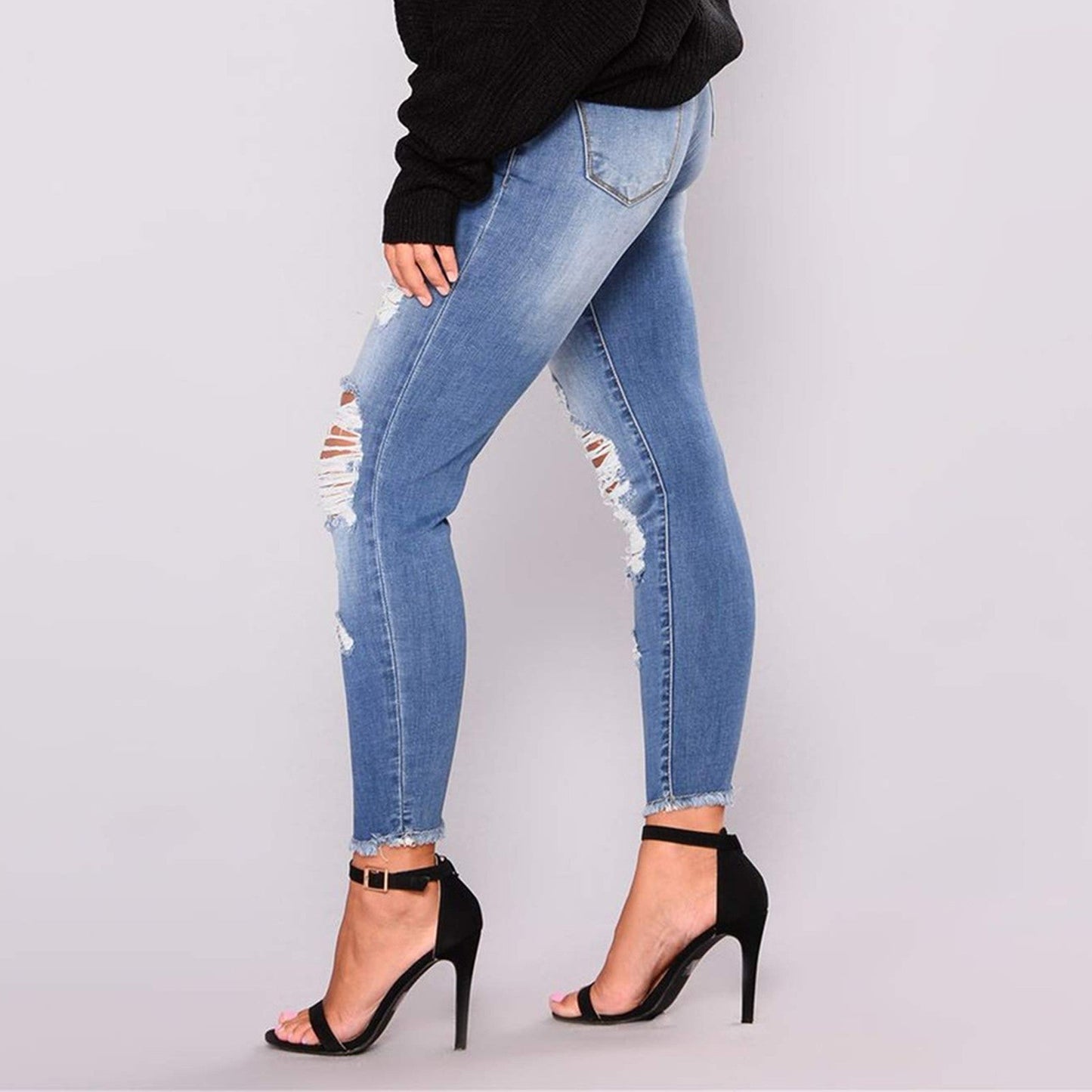 Funki Findz | Pants | Women's High Waist Denim Ripped Jeans