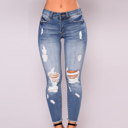 Funki Findz | Pants | Women's High Waist Denim Ripped Jeans