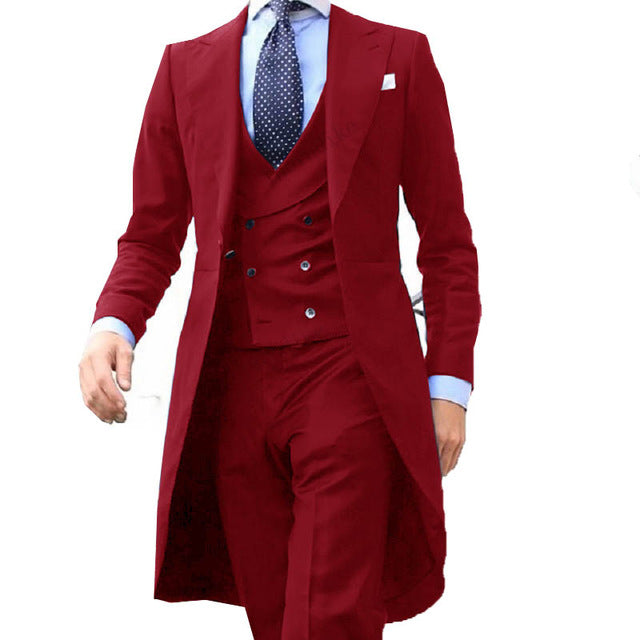 Funki Findz | Suits | Men's Slim Fit 3 Pcs Formal Suit Tails Jacket