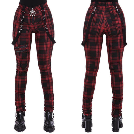 Funki Findz | Pants | Women's Gothic Punk Plaid High Waist Pant