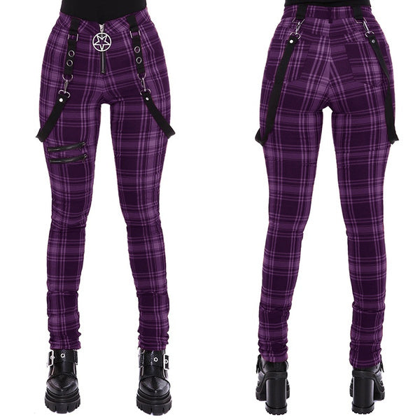 Funki Findz | Pants | Women's Gothic Punk Plaid High Waist Pant