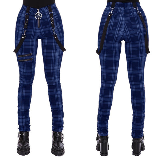 Funki Findz | Pants | Women's Gothic Punk Plaid High Waist Pant