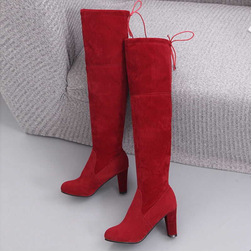 Funki Findz | Boots | Women's Faux Suede Over Knee Slim Boot
