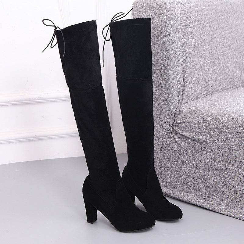 Funki Findz | Boots | Women's Faux Suede Over Knee Slim Boot