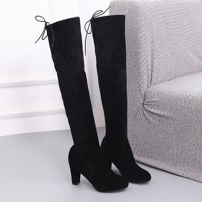 Funki Findz | Boots | Women's Faux Suede Over Knee Slim Boot
