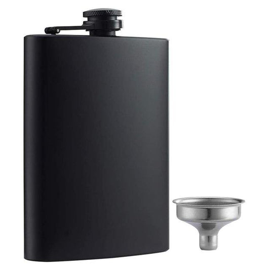 Funki Findz | Hip Flasks | Black Stainless Steel Hip Flask | 8oz