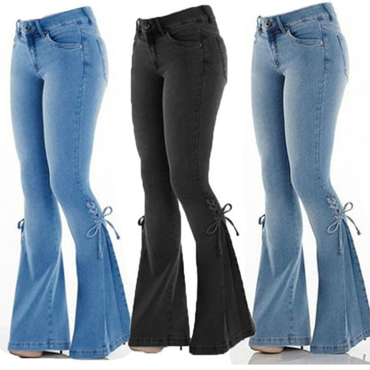 Funki Findz | Pants | Women's High Waist Tie Up Flared Jeans