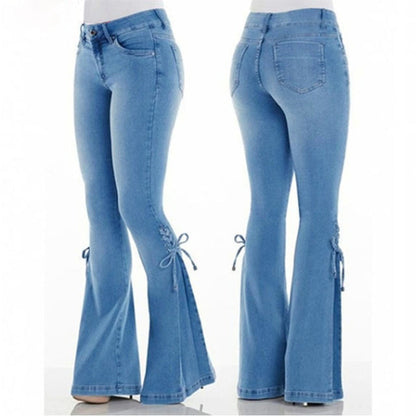 Funki Findz | Pants | Women's High Waist Tie Up Flared Jeans