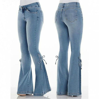 Funki Findz | Pants | Women's High Waist Tie Up Flared Jeans