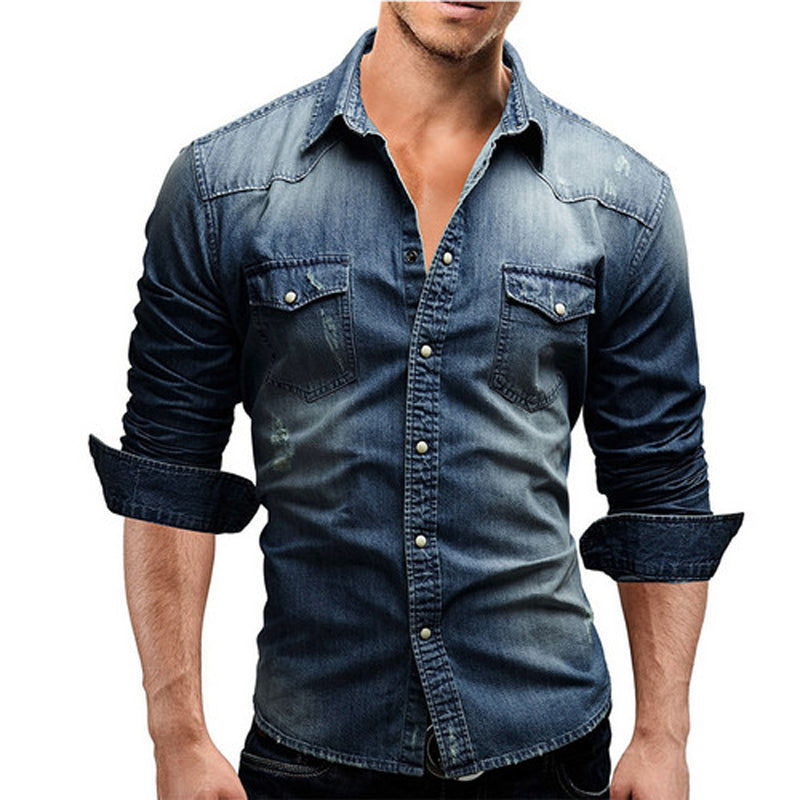Funki Findz | Shirts | Men's Slim Fit Long Sleeved Denim Shirts