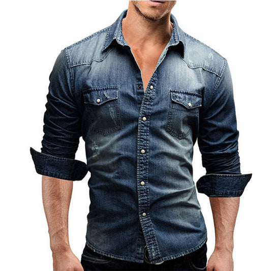 Funki Findz | Shirts | Men's Slim Fit Long Sleeved Denim Shirts
