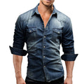 Funki Findz | Shirts | Men's Slim Fit Long Sleeved Denim Shirts
