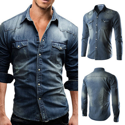 Funki Findz | Shirts | Men's Slim Fit Long Sleeved Denim Shirts