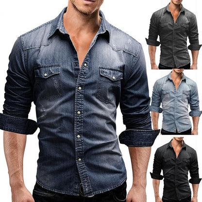 Funki Findz | Shirts | Men's Slim Fit Long Sleeved Denim Shirts