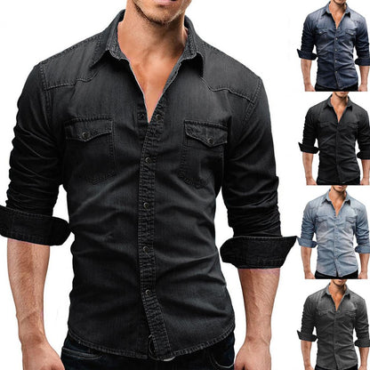 Funki Findz | Shirts | Men's Slim Fit Long Sleeved Denim Shirts