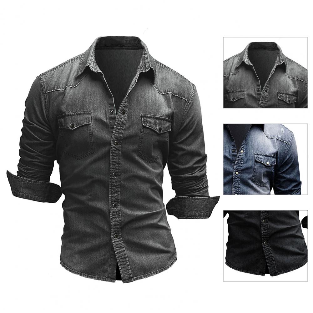 Funki Findz | Shirts | Men's Slim Fit Long Sleeved Denim Shirts