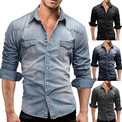 Funki Findz | Shirts | Men's Slim Fit Long Sleeved Denim Shirts