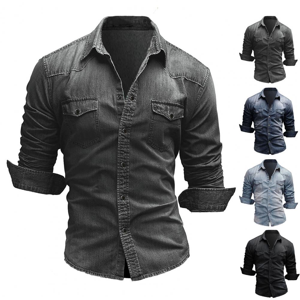 Funki Findz | Shirts | Men's Slim Fit Long Sleeved Denim Shirts