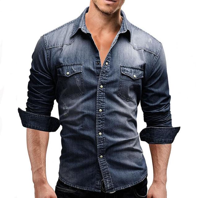 Funki Findz | Shirts | Men's Slim Fit Long Sleeved Denim Shirts