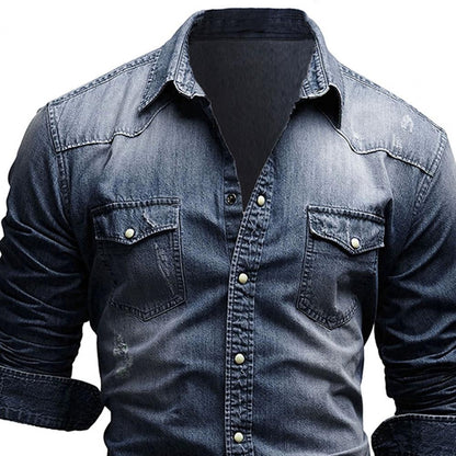 Funki Findz | Shirts | Men's Slim Fit Long Sleeved Denim Shirts