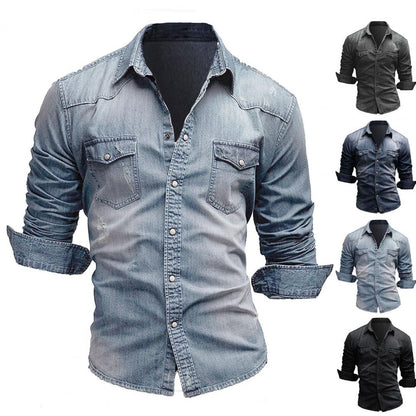 Funki Findz | Shirts | Men's Slim Fit Long Sleeved Denim Shirts