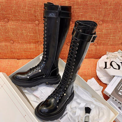 Funki Findz | Boots | Women's White Knee High Lace Up Boots