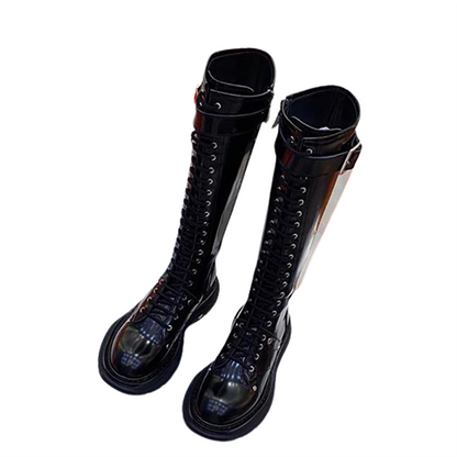 Funki Findz | Boots | Women's White Knee High Lace Up Boots