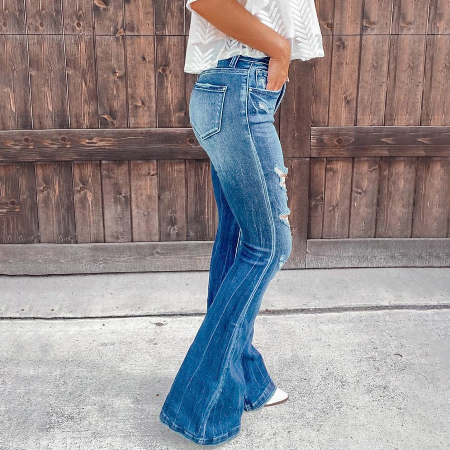 Funki Findz | Pants | Women's High Waist Flare Leg Fly Zip Jean